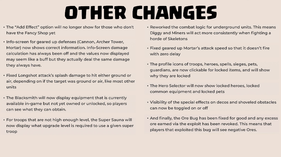 Other Changes