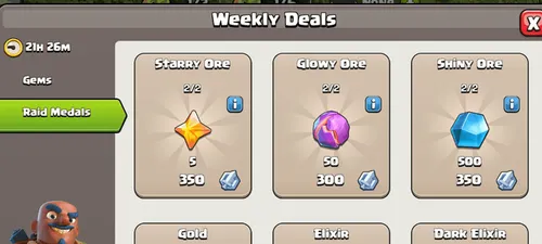 Raid Medal Shop Ores