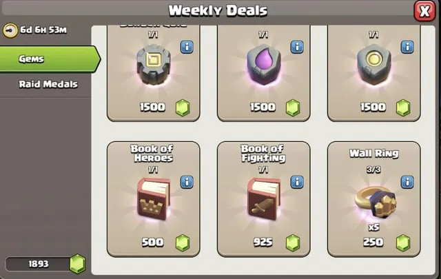 Weekly Deals (Books & Runes)